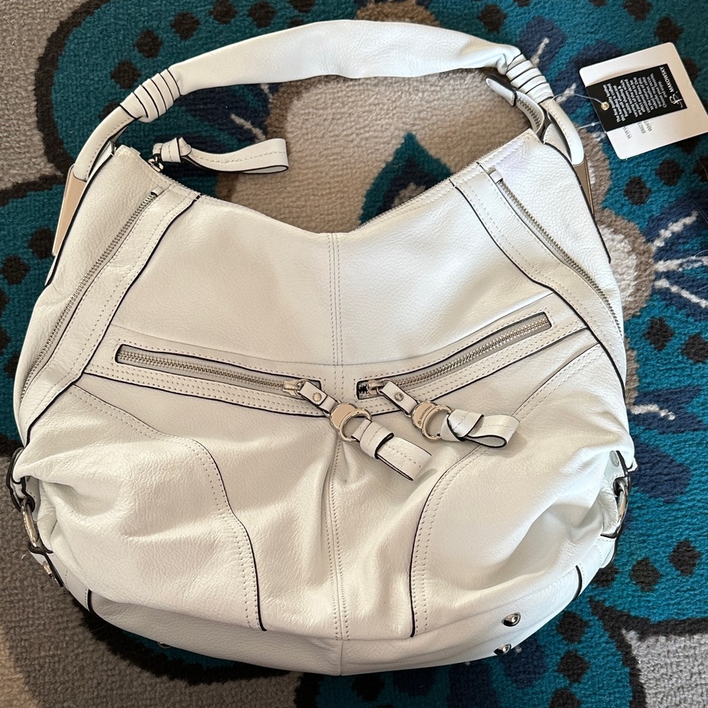 B. Makowsky White Leather Y2K Hobo NWT